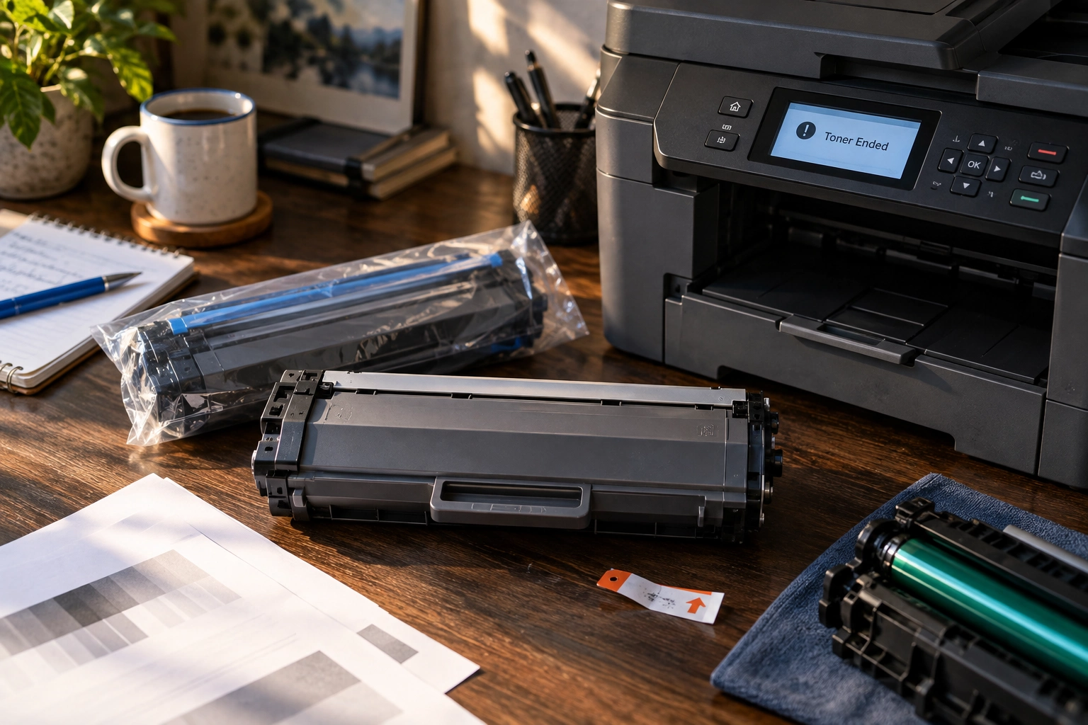 Иллюстрация к теме «Brother MFC-L2700DW: что делать при Toner Ended»