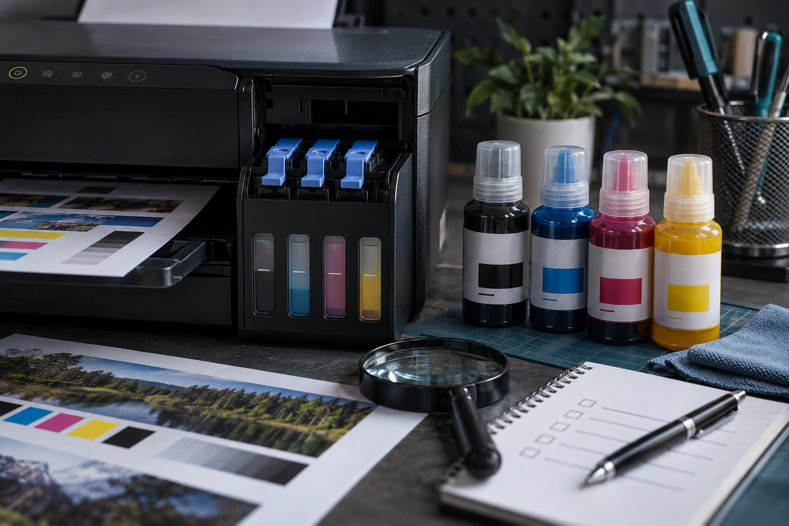 Иллюстрация к теме «Epson L3210: долив чернил и проверка результата»