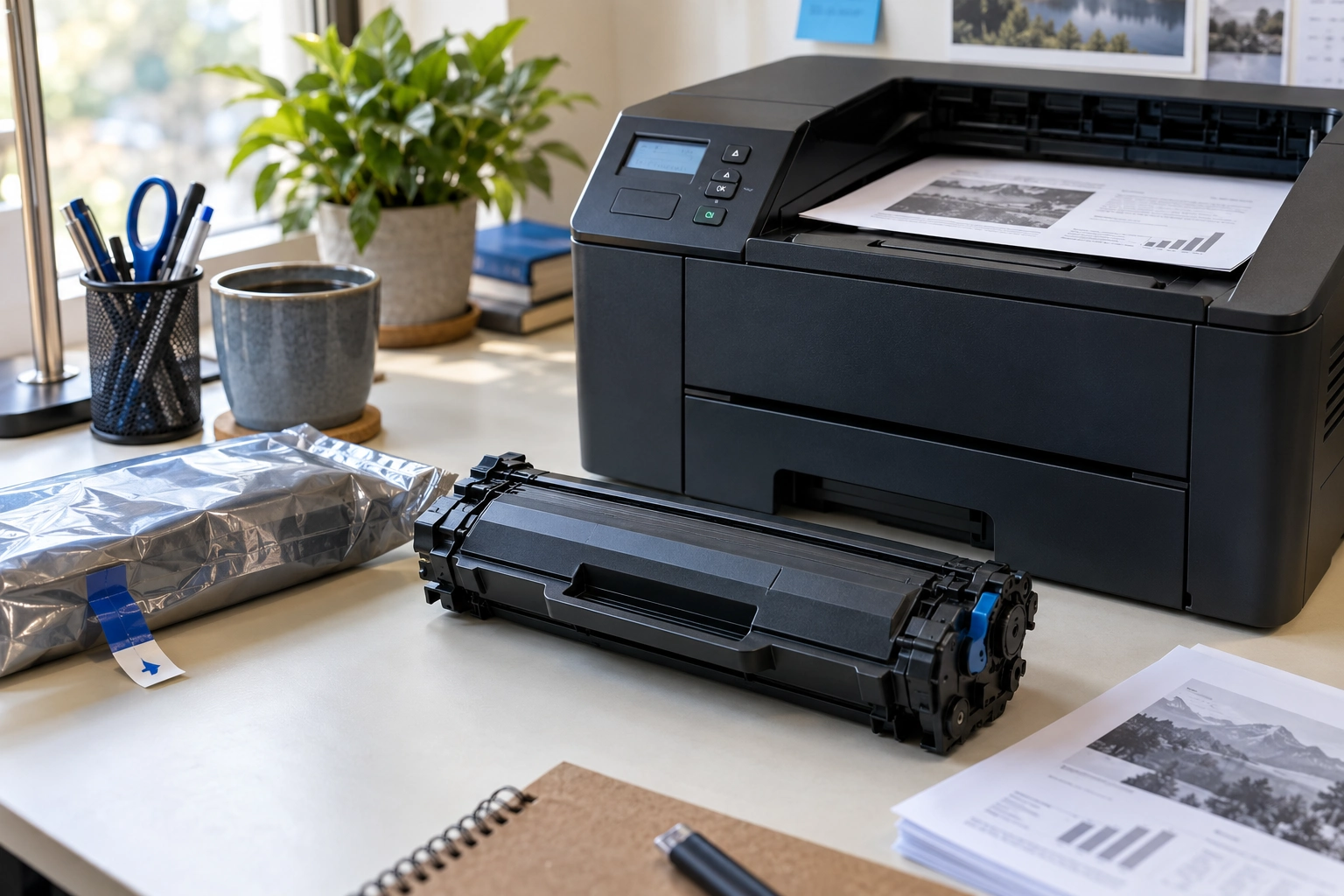 Иллюстрация к теме «Brother HL-L2370DN: продолжение печати через меню»