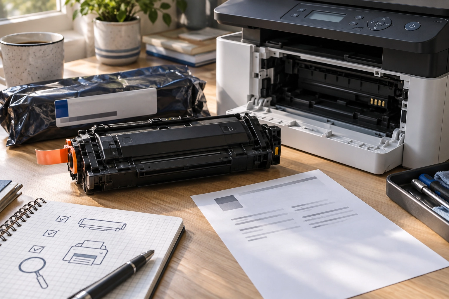 Иллюстрация к теме «HP Laser MFP 135a: тонер не принят после замены»