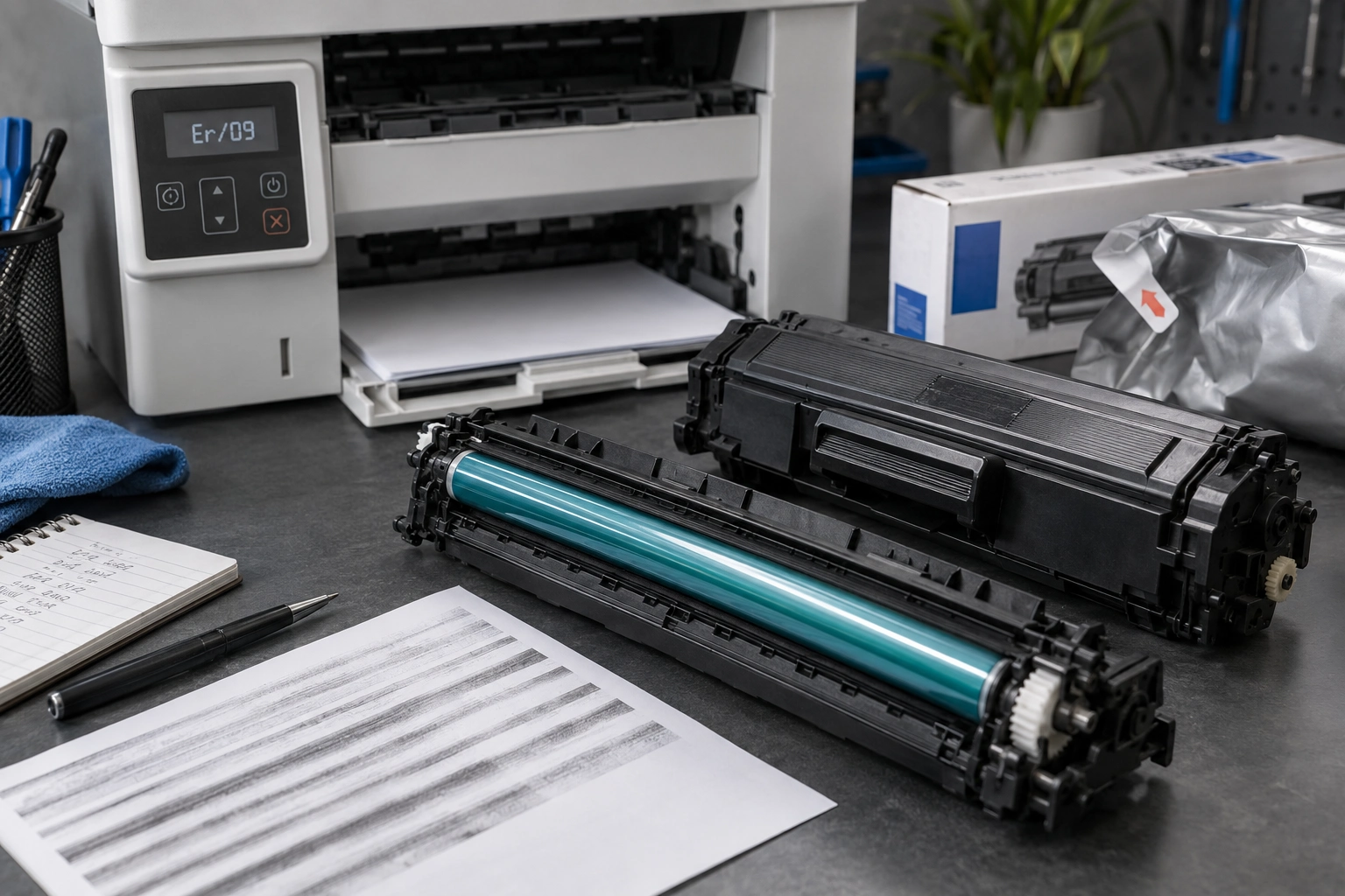 Иллюстрация к теме «HP M132a: Er/09 после замены тонера»
